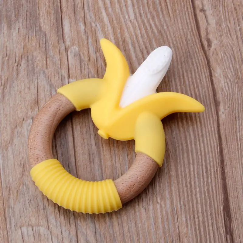 

BPA Free Baby Teether Baby Silicone Training Toothbrush Banana Shape Safe Toddle Teether Chew Toys Teether Ring Baby Gifts