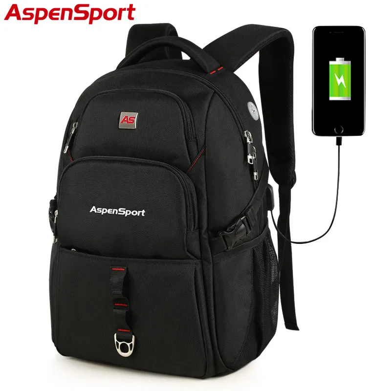 AspenSport рюкзаки для мужчин с usb зарядкой и противоугонные рюкзаки для ноутбука мужские водонепроницаемые сумки подходят под 17 дюймов компьютер