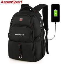 AspenSport рюкзаки для мужчин с usb зарядкой и противоугонные рюкзаки для ноутбука мужские водонепроницаемые сумки подходят под 17 дюймов компьютер