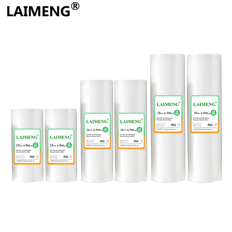 

LAIMENG 6 Rolls/lot Vacuum Packing Rolls For Vacuum Sealer Bags Food Storage Bags for Vacuum Food Sealer Pack 15+20+28cm 5M R251