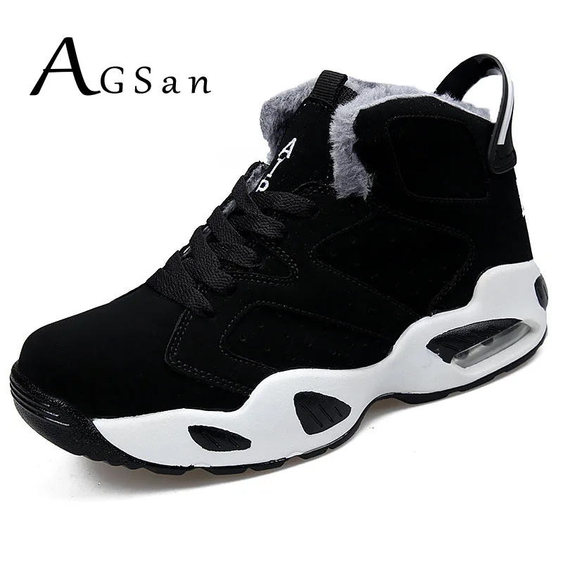 baratas Botas homens AGSan casal botas de pele dos homens da neve do inverno quente de pelúcia dos homens high top sneakers botas sapatos de trabalho homens rendas até botas