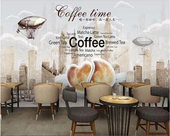 

beibehang Custom advanced large-scale interior decorative painting 3d wallpaper hand-drawn retro coffee background papier peint