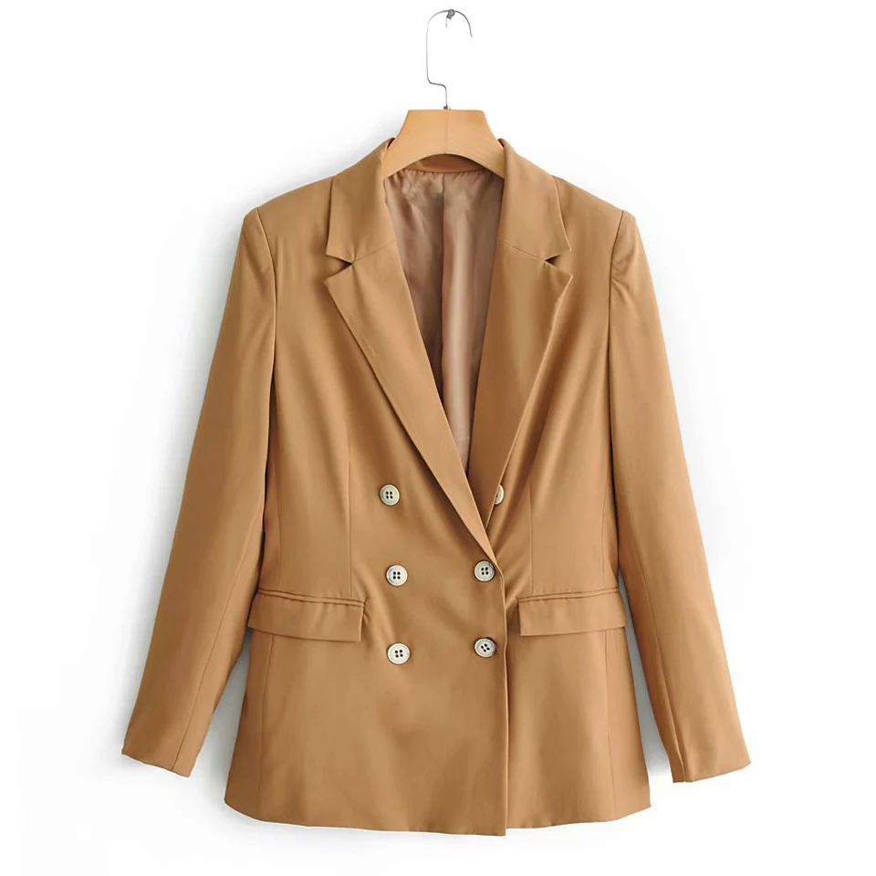 

Women Spring Summer Solid Casual Blazers Coats Notched Collar Double Breasted Suits Female Office Lady Blazer Coat Clothes