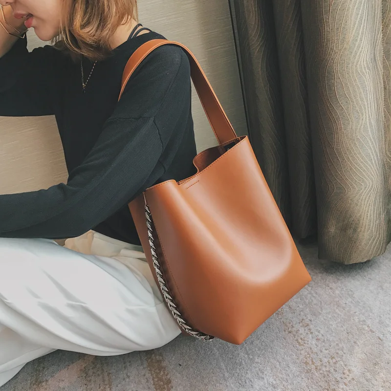Brand design women shoulder bag Large capacity Chain bucket Handbags Quality PU leather Women's Totes Shopping Bag bolsa feminin Brand design women shoulder bag Large capacity Chain bucket Handbags Quality PU leather Women's Totes Shopping Bag bolsa feminin