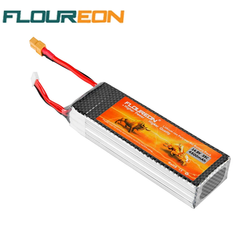 

FLOUREON 4S 4500mAh 35C 14.8V Lipo Rechargeable Battery XT60 Plug Connector for RC Helicopter Hobby Li-poly