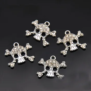 

Free Shipping! 30PCS Full Rhinestone Skull Hang Pendants DIY Necklace, keychains