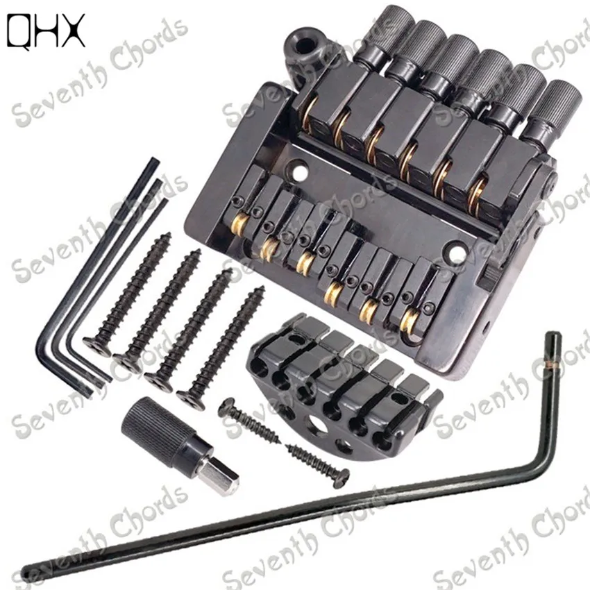 QHX New Style 6 String Roller saddle Tremolo Bridge Tailpiece for Headless Guitar accessories With Worm involved string device QHX New Style 6 String Roller saddle Tremolo Bridge Tailpiece for Headless Guitar accessories With Worm involved string device