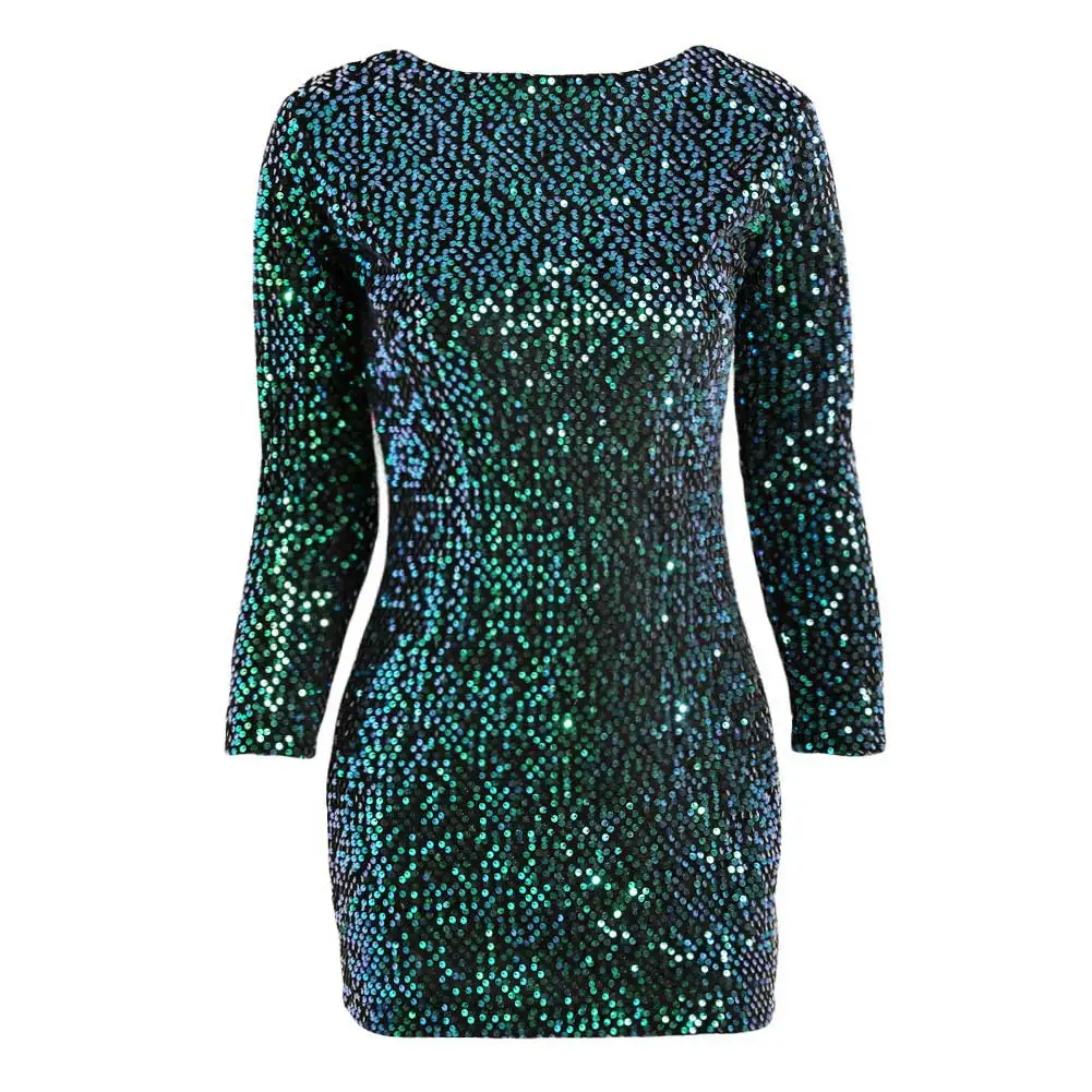 Зеленое платье с блестками, женское винтажное облегающее мини-платье, вечерние платья, сексуальное облегающее Клубное платье с открытой спиной,, платье для ночного клуба, vestido lentejuelas