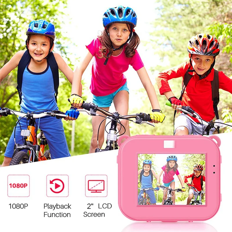  Retail Cute Kids Digital Video Camera 1080p Action Sports Camera 30m Waterproof Built-In Battery Gi