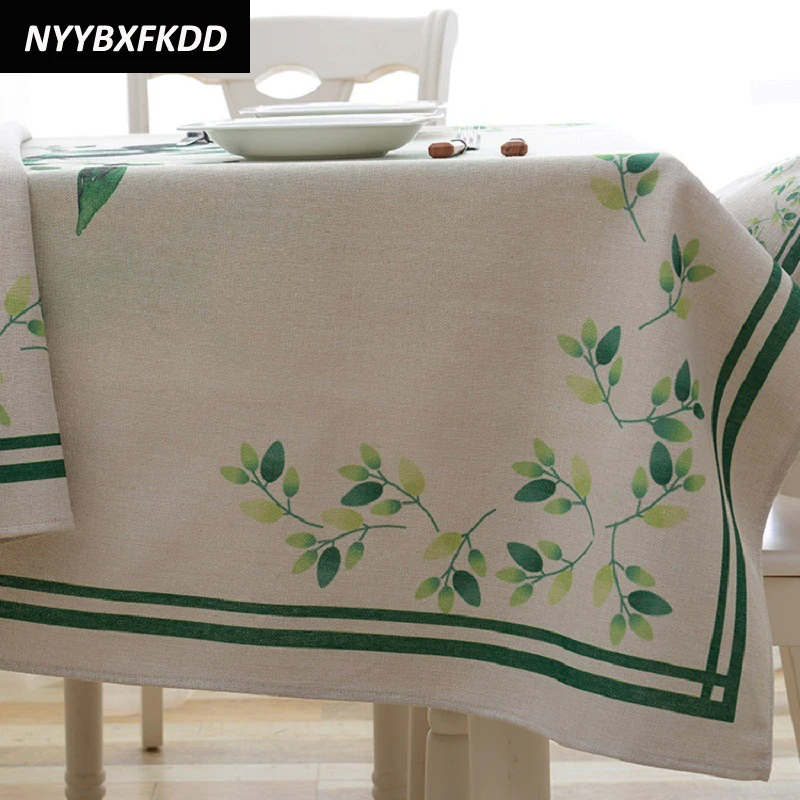 

Pastoral Style Leaves Printed Table Cloth Polyester Fabric Tablecloth Cover Home Textile Coffee Table