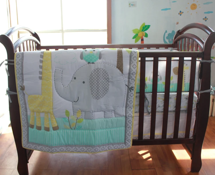 Комплект постельного белья для детей с изображением слона и жирафа, детская колыбель, комплект постельных принадлежностей для девочек и мальчиков, Cuna, одеяло, детская кровать, бампер, простыня занавеска