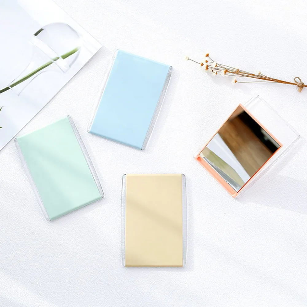 

1Pc Portable Folding Makeup Mirror Rectangular Mini 7.8x11cm Compact Pocket Candy Color Single Sided Travel Cosmetic Tool