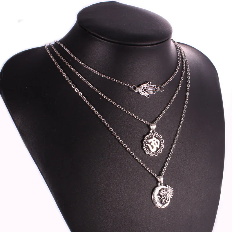 

M MISM Long Vintage Bohemian Necklace Pendants Women Retro Hand Collares Metal Chains Collier Femme Sun Boho Girls Jewelry New