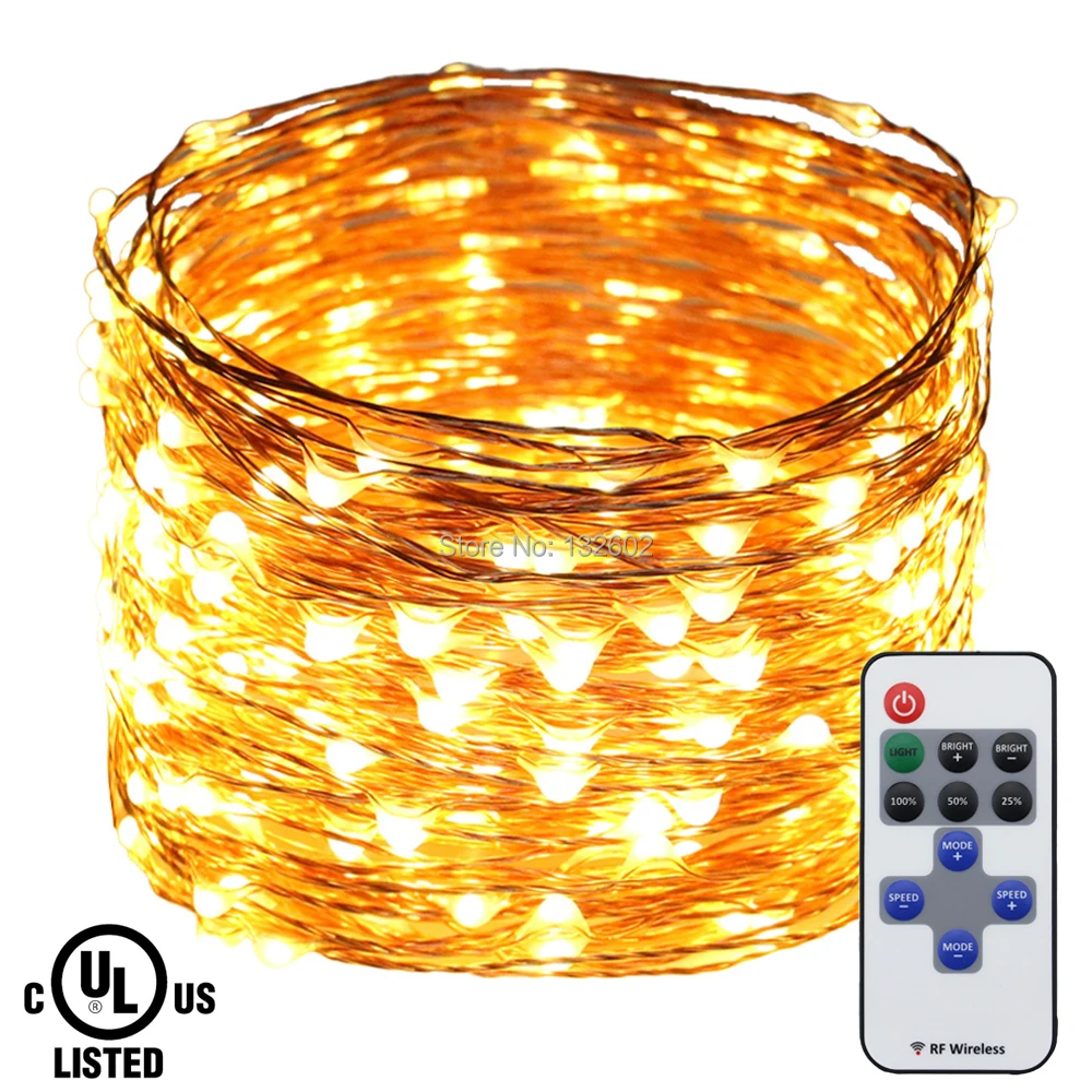 

LED String Lights 30m 50m Copper Wire Christmas Starry Fairy Decorative Holiday Lights+12V 2A Adapter+RF Remote Control