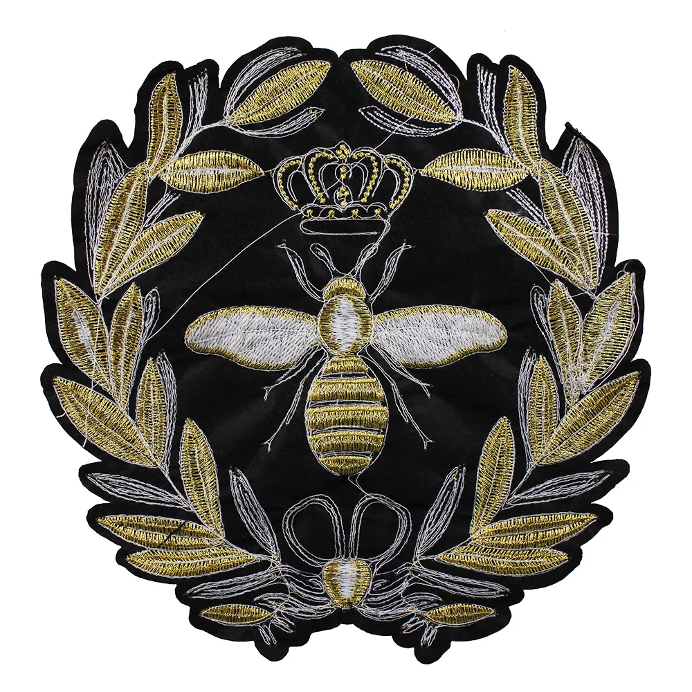 10pieces-Wreath-Gold-Sequins-Crown-Bee-Patches-Embroidery-Applique-Clothes-Craft-Sew-On-Garment-Stickers-TH558 (2)