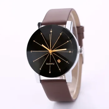 

Men Luxury Stainless Steel Quartz Date Sport Leather Band Dial Wrist Watch