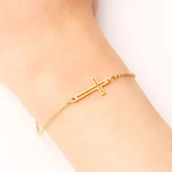 

DOTIFI Stainless Steel Bracelet For Women Gold And Silver Color Cross Pulseira Feminina Lover's Engagement Jewelry