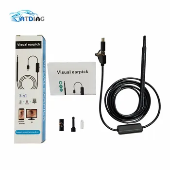 

Hot sales 3 in 1 USB OTG Visual Ear Cleaning Endoscope Spoon Multi functional Earpick Diagnostic-Tool Android 720P Camera
