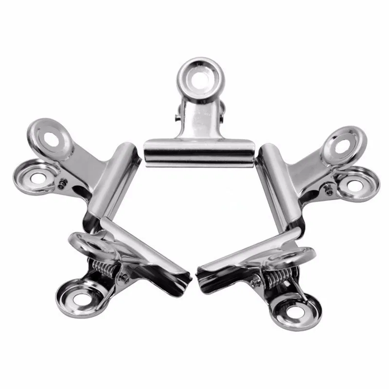 

10Pcs/Bag Mini Bulldog Clips Letter Clips Stainless Steel Silver Metal Paper Binder Grip Clips Clamp 22mm Office Tool Supplies