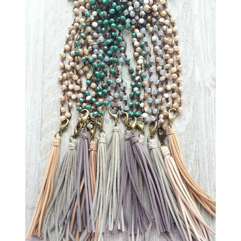 Knot Beads Necklace RANDOM Tassel COLORS N16082602in Pendant Necklaces