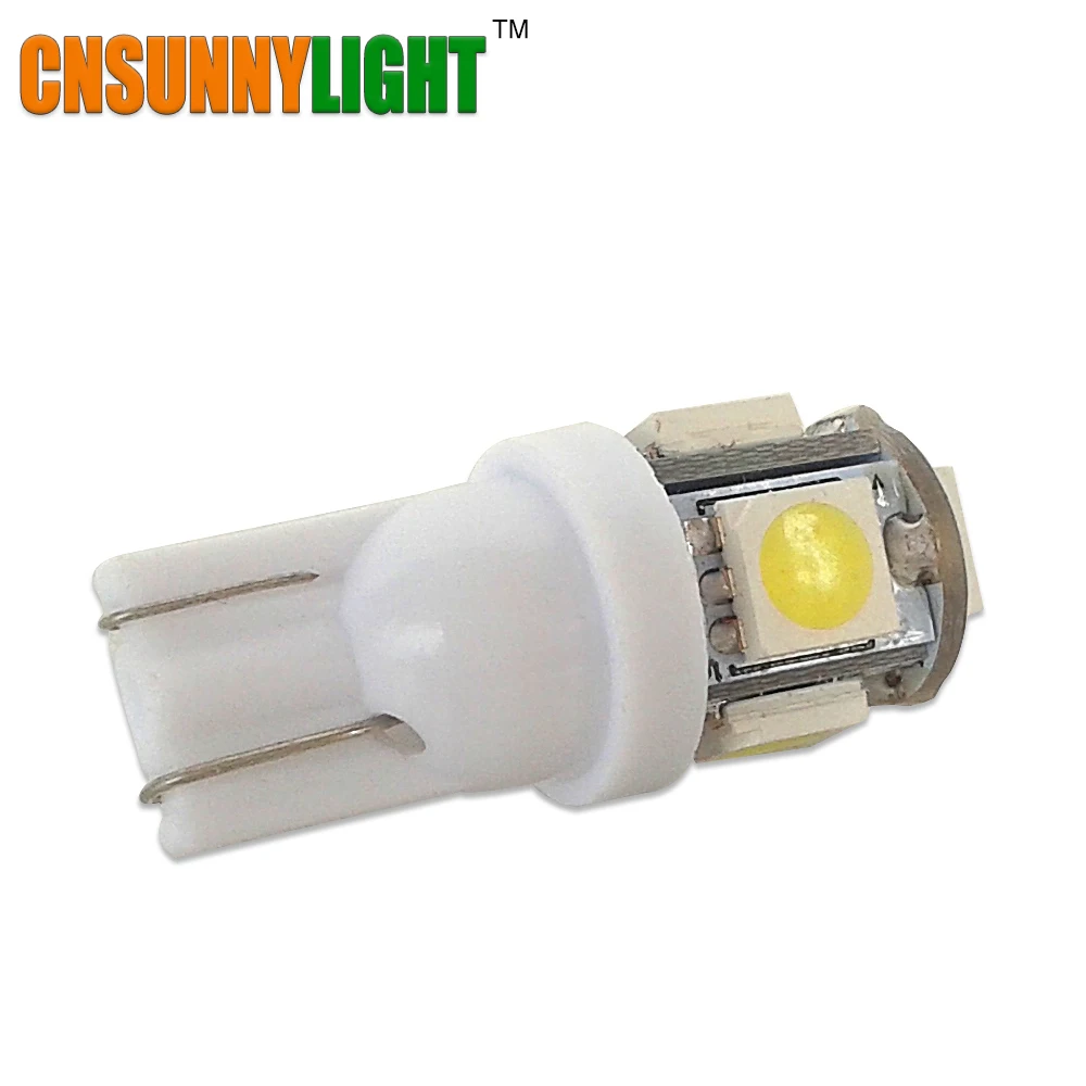CNSUNNYLIGHT T10 Автомобильные Боковые лампы светодиодные 5SMD 5050 5 светодиодов белые для
