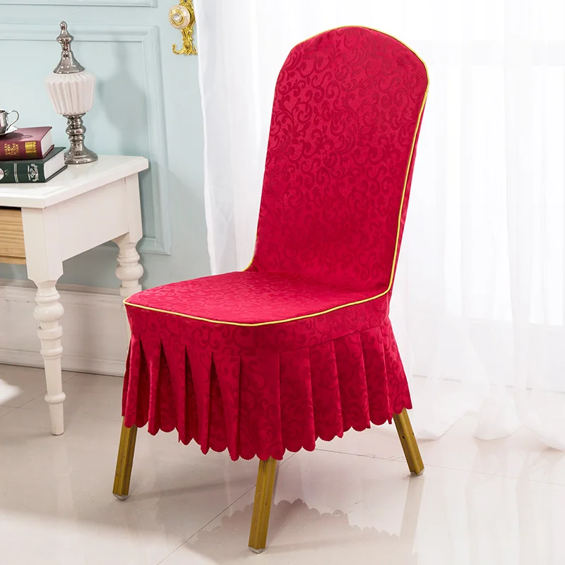 Customized Hotel Chair Cover Cloth Art Connecting Table Restaurant Dining Chair Cover Polyester / Cotton Chair Slipcover Asent