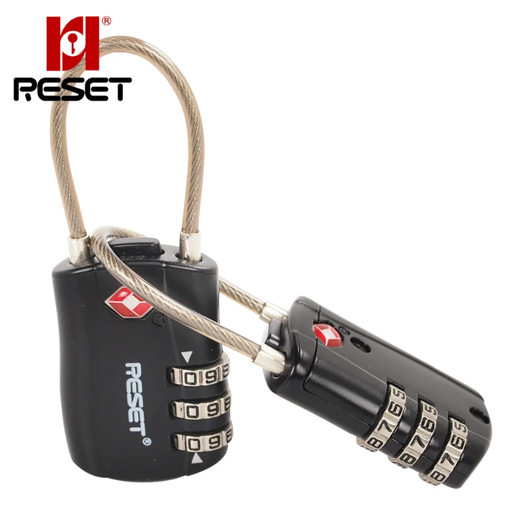RESET TSA Approved Luggage Travel Lock 2 Pack Set Your Own Combination