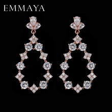 EMMAYA Эко-дружественных красивая роза серьги золотого цвета для Для женщин серьги с фианитами, с высококачественным посеребрением для девочек и Для женщин