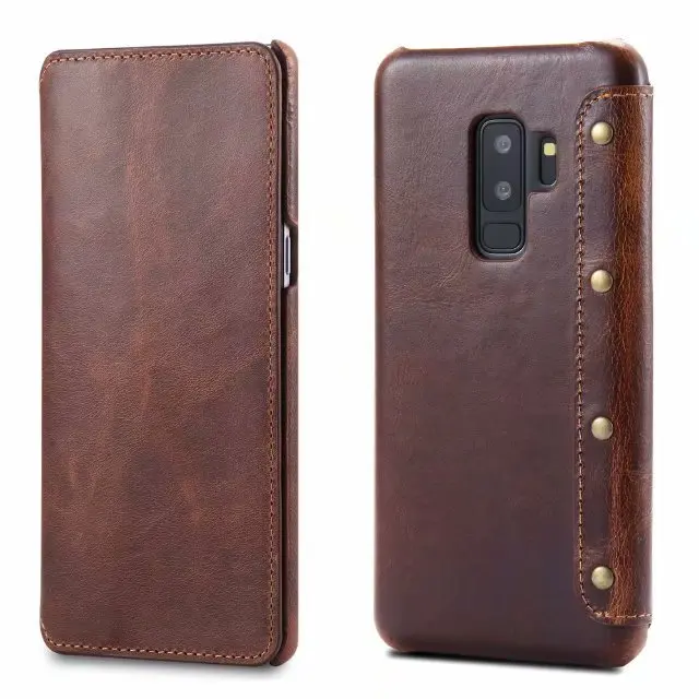 

Retro Handmade Luxury Genuine Cow Leather Case for Samsung Galaxy S9 Plus Note 8 Ultra Slim Wallet Flip Case Note8 Phone Cover