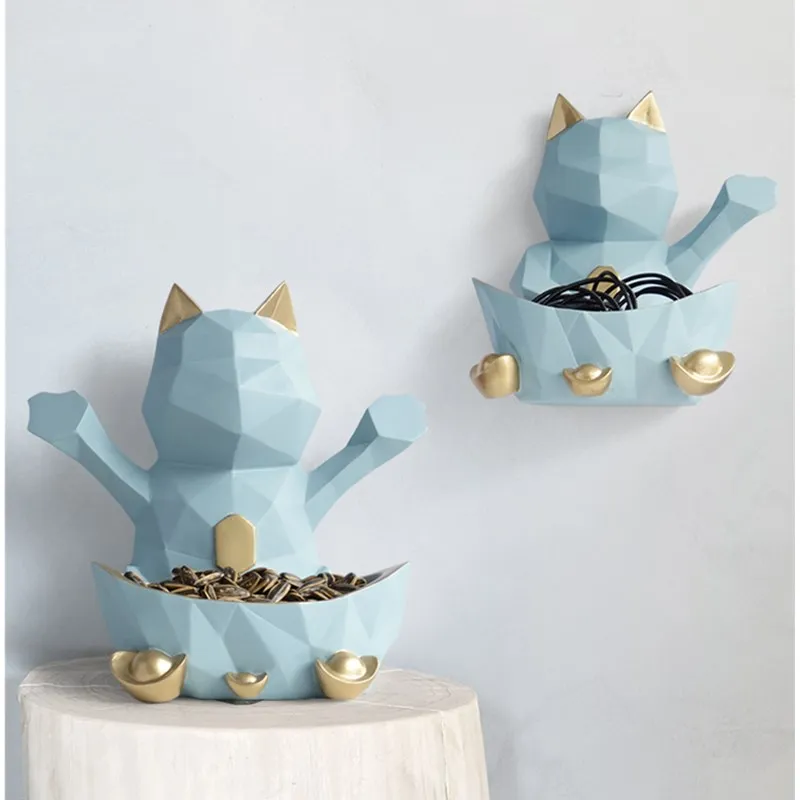 

Animal Cats Storage Box Statue Resin Craftwork Home Sycee Pendant Wall Decor For Living Room L3005