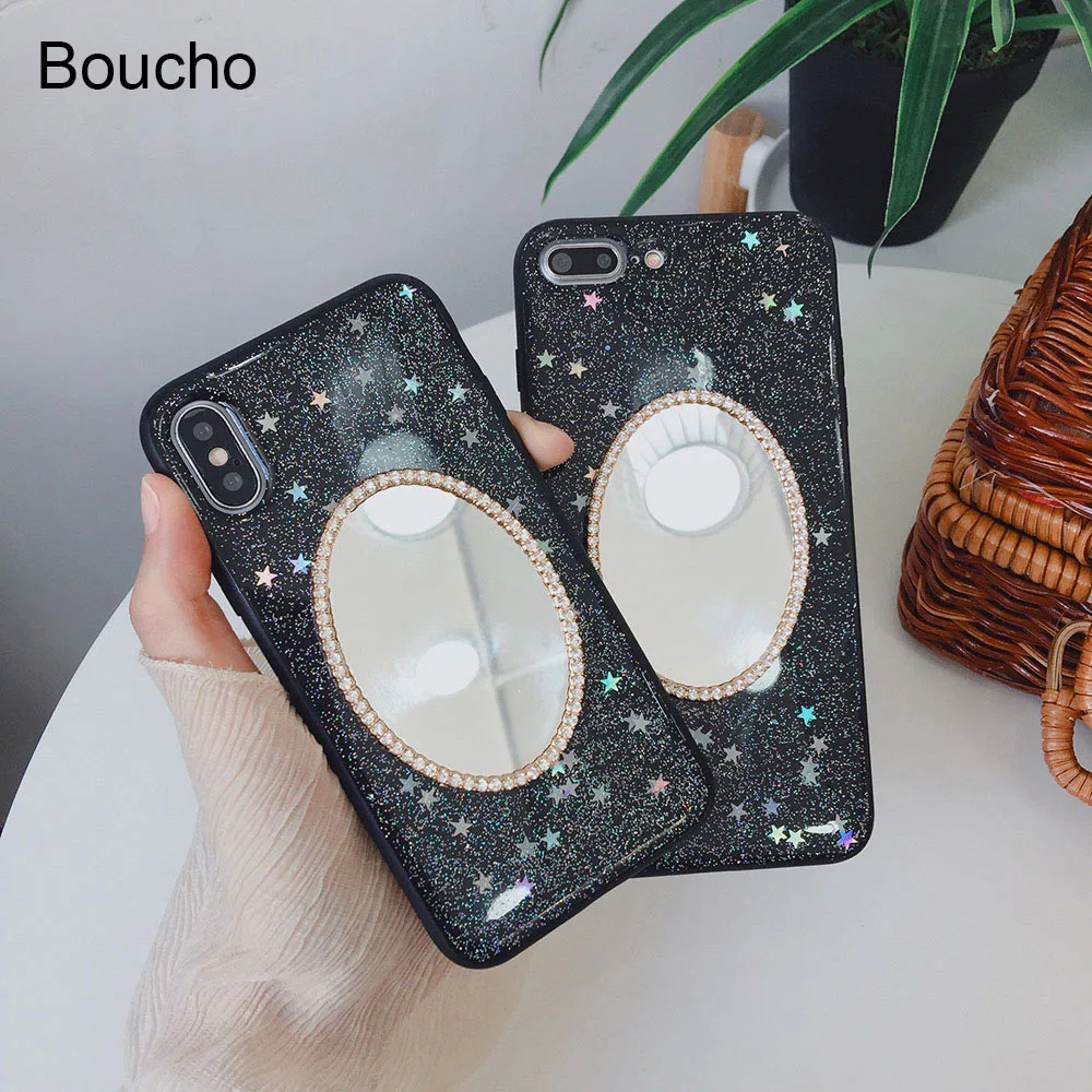 Мягкий силиконовый чехол Boucho для iphone 6 6s 7 8 Plus plus блестящая задняя крышка со