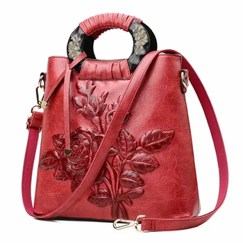 

Chinoiserie Embossing Leather Women Bags Handbags Famous Brands Big Totes Shell Floral Vintage Women Shoulde Bag Feminine Bolsa