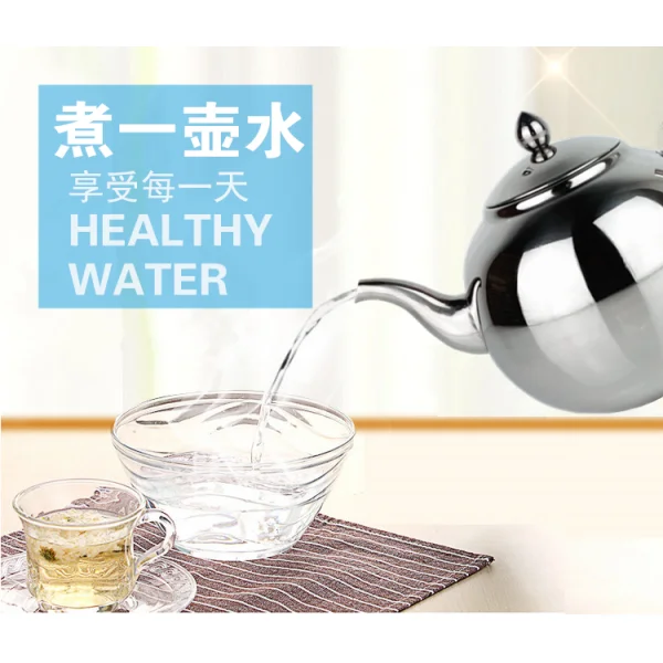 Stainless Steel Teapot Coffee Tea Kettle Loose Leaf Teapot with Infuser 1L 1.5L 2L