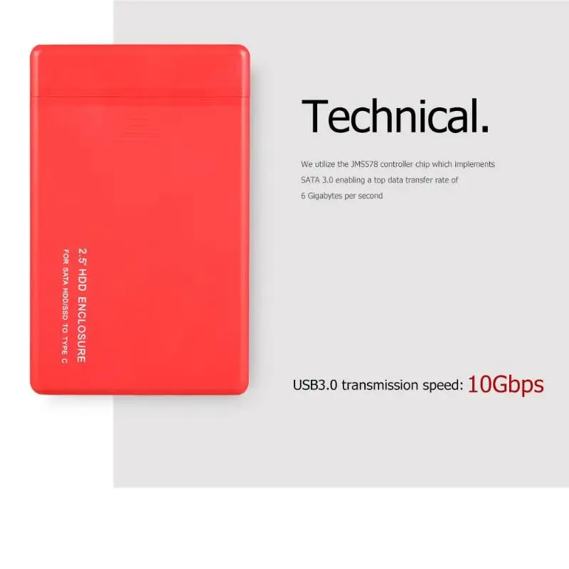 Корпус HDD 2,5 ''type-C SSD корпус USB3.1 10 Гбит/с USB C SSD Внешний жесткий диск случае высокая скорость для 7 мм 9,5 мм SSD