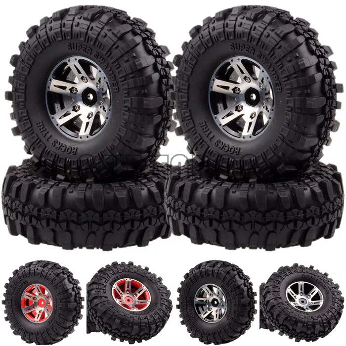 

1059-7035 Wheel/Rim & Tyre RC 4x 1.9" Metal Rock Crawler 1/10 D90 SCX10 K949