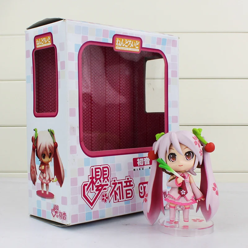Pаспродажа 4 10 см Nendoroid серии Хацунэ Мику фигурку Vocaloid Розовый Сакура версии Коллекционная модель игрушечные лошадки с Leek Весна лук