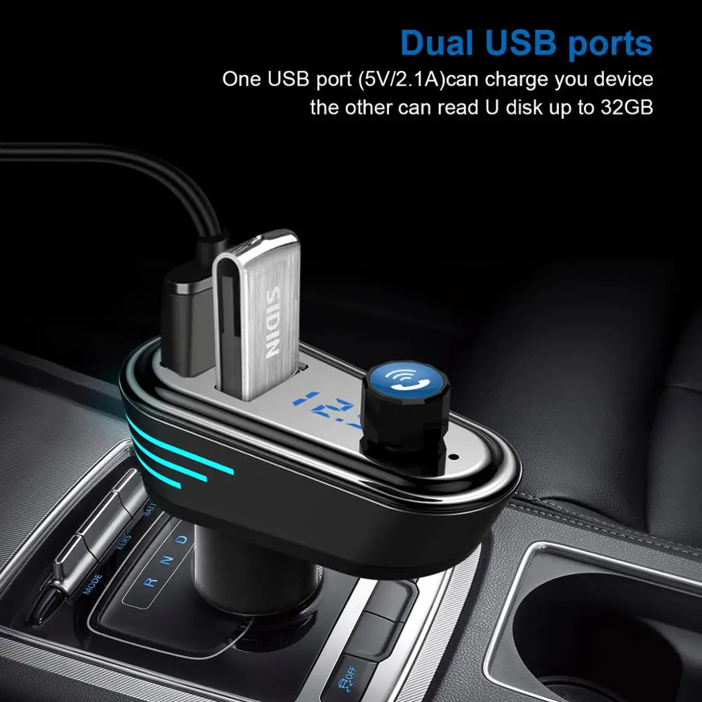Автомобильный FM трансмиттер с Bluetooth и USB зарядным устройством 5 В 2 1