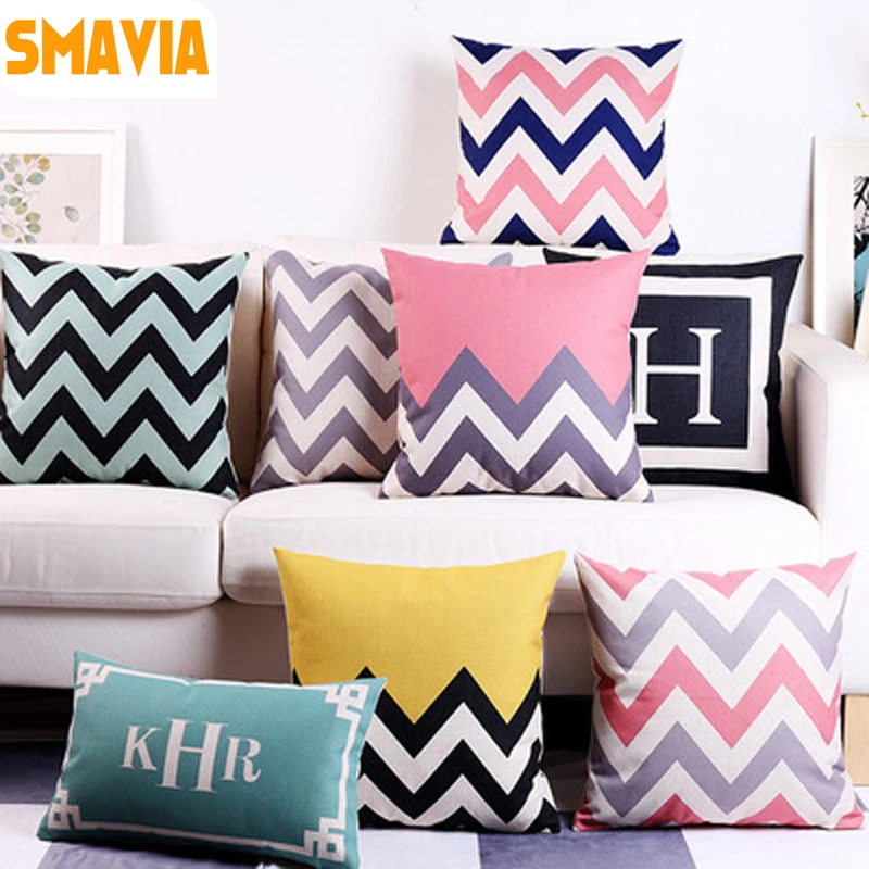 SMAVIA Geometric Pattern Cushion Cover Polyester&Linen