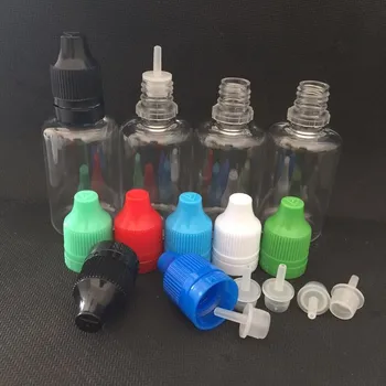 

1200pcs 50ml Clear Empty Bottles With Long Thin Tip Colorful Child Resistant Tamper Proof l 50ml e Cigrette Plastic pet Bottle