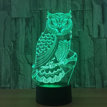 

Mighty Owl 7 Color Lamp 3d Visual Led Night Lights For Kids Touch Usb Table Lampara Lampe Baby Sleeping Nightlight Room Lamp