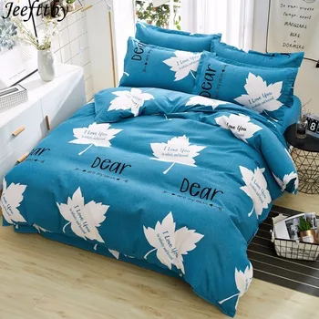 

Home Textile Thicken Plant Leaves Bedding Set Queen Size Duvet Cover Teen Boy Girl Linen King Twin Bed Sheet Pillowcase 3/4pcs