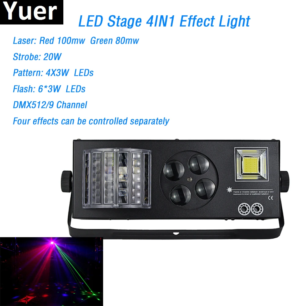 

4x3W spot stage effect lighting laser strobe pattern flash 4in1 light dmx512 for dj ktv disco light Party Wedding laser light