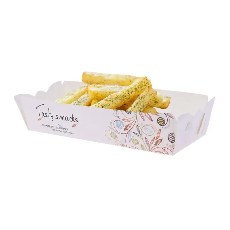 ROSENICE 100pcs Disposable Hot Dogs French Fries Bakery and Fried Food Packing Box Case Paper Serving Food Tray