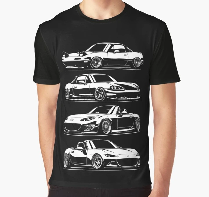

All Over Print 3D Tshirt Men Funny T Shirt Generations. MX5 Miata Full Print Big print Graphic T-Shirt