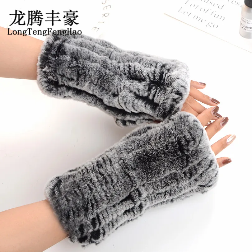 2017 Real rabbit Fur Gloves Knitted Women Mittens Fashion Winter Gloves Real Fur Warm Gloves 8 Colors 100% genuine fur Mittens