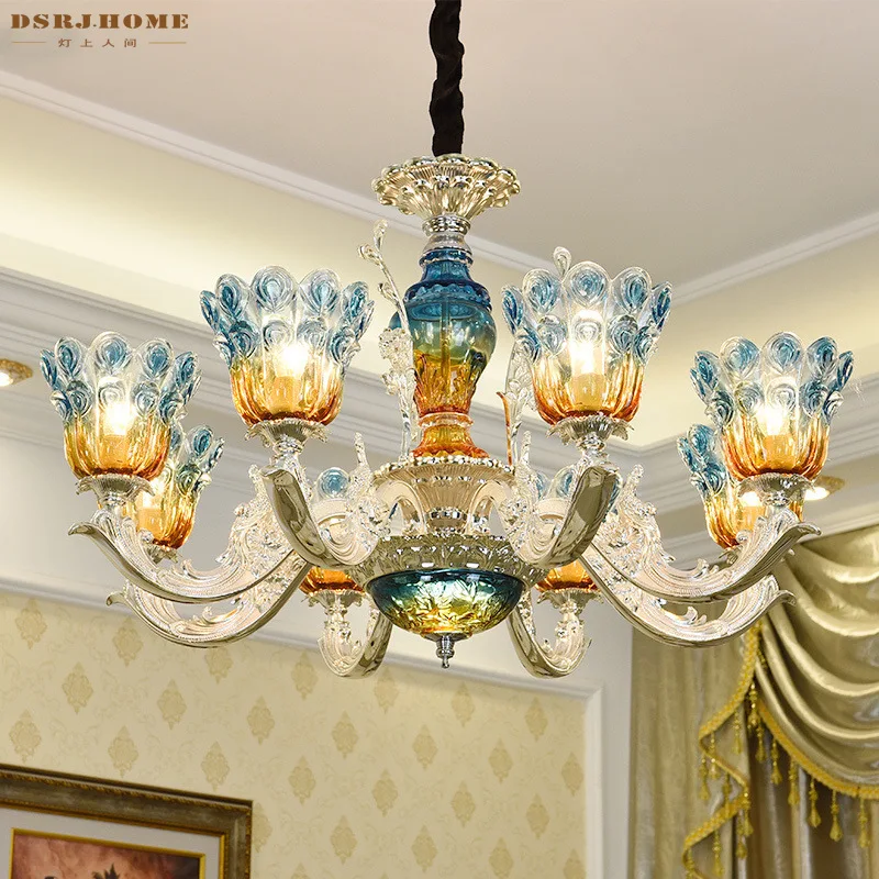 French Zinc Alloy Led Chandelier Living Room Suspended Lamps