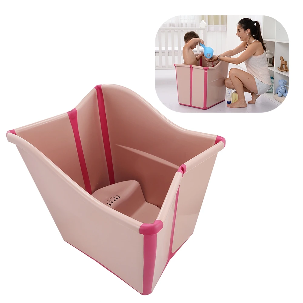 New Kids Large Folding Baby Bathtub Thickened Vertical Bath Bucket Baby Tubs Bath Wash Cup Shampoo Cup Splashing Cup for Washing