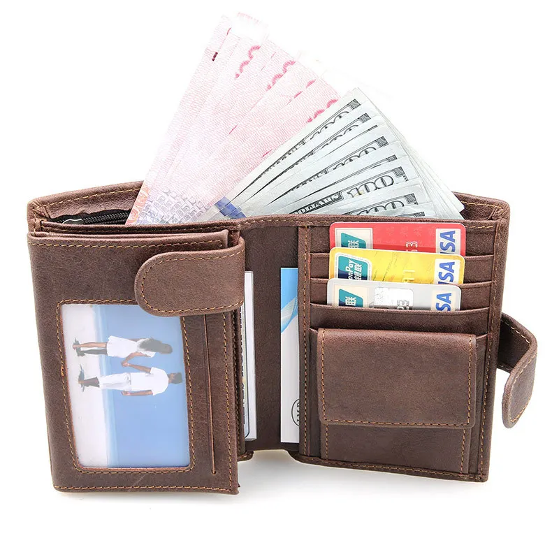 artmi mens leather trifold wallet with double id windows rfid