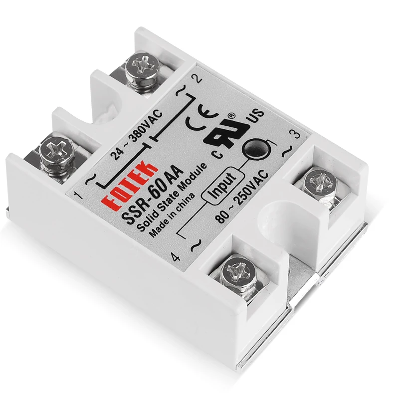 10A 25A 40A 60A AC-AC Однофазное твердотельное реле постоянного тока SSR SSR-10AA SSR-25AA SSR-40AA SSR-60AA 80-250VAC 220 В переменного тока до 24-380 В переменного тока