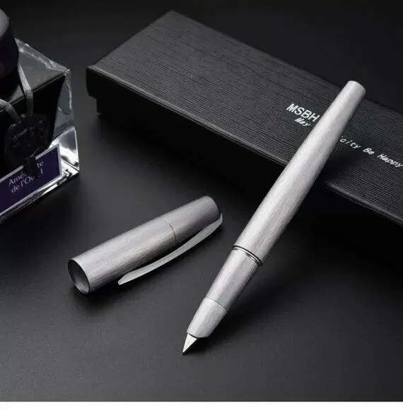 

MSBH2000-1 Fountain Pen Fine Nib Converter Pen Silver Brusehd Aluminium